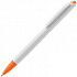 Ручка шариковая Tick, белая с оранжевым